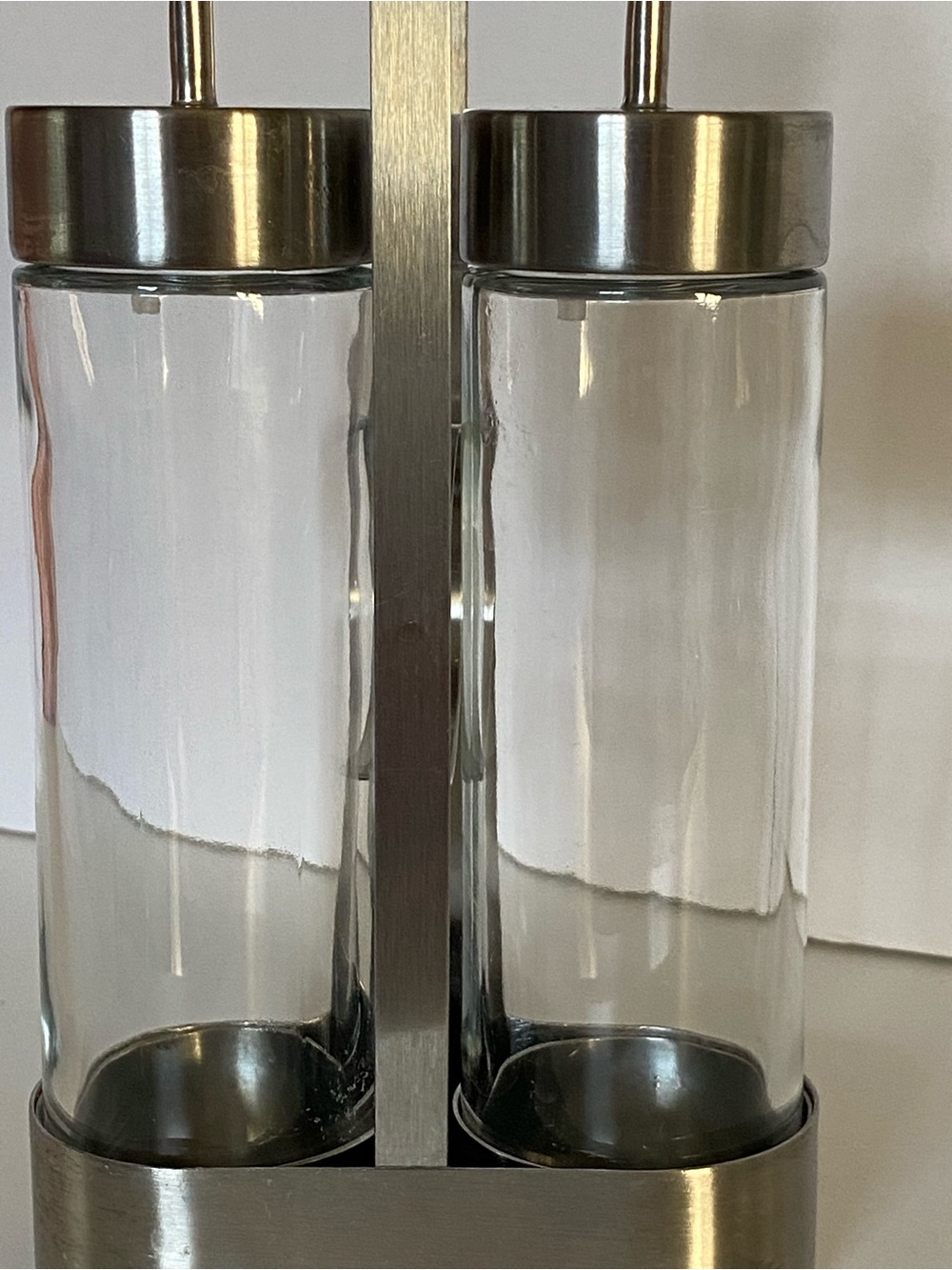 IKEA ORTFYLLD Glass Set Oil & Vinegar Cruet Stainless Steel Silver Brushed - Picture 3 of 16